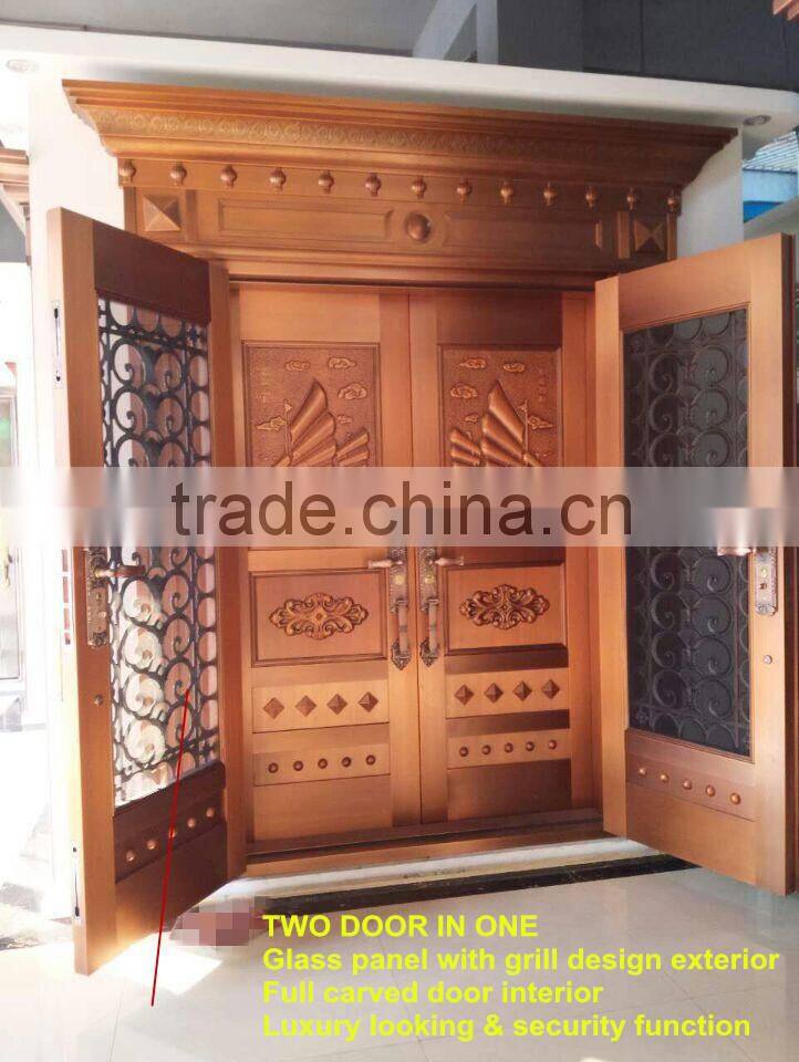 Luxury main door entrance gate COPPER DOOR brass door, extra security & stylish pattern