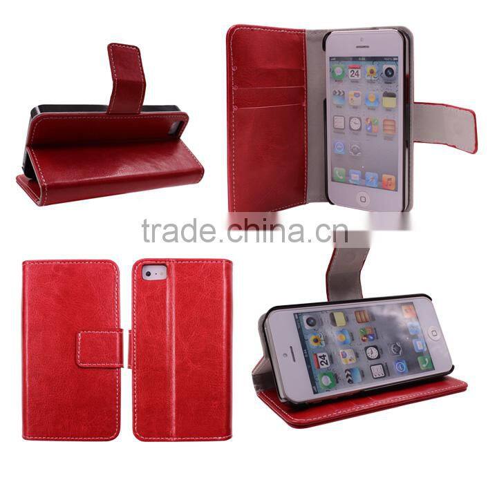 android accessories pu leather wallet with card slots for iphone 5 fancy cover