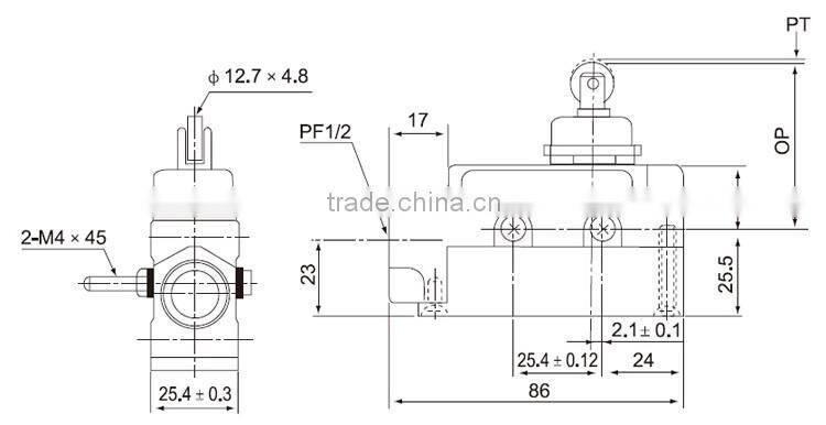 CNTD Top Quality CE TUV Approved IP65 protection Limit Switch Roller Plunger 10A 250V (TZ-6102)