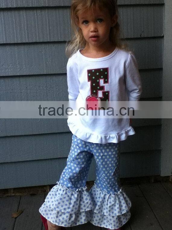 Children polka dot printed black white dots tee for baby girls polka dot blouses pant set