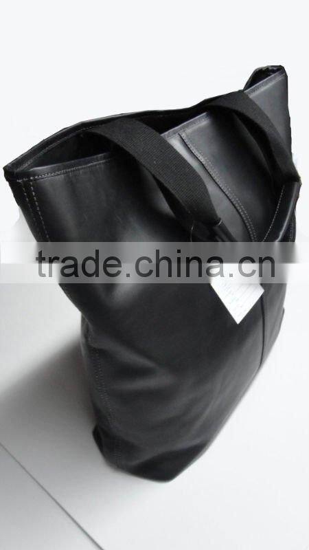 large black leather tote bag