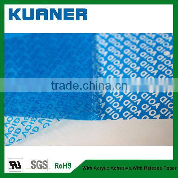 Custom blue security tape materials of PET
