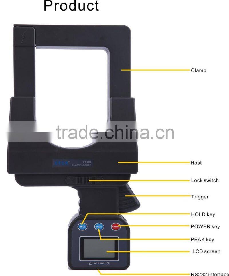ISO CE ETCR7100 Super Large Caliber Leakage Clamp Meter