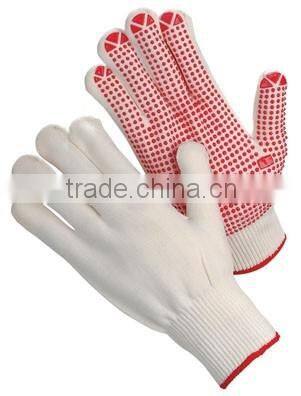 string knit gloves with PVC-dots on both sides, knit string glove, working gloves