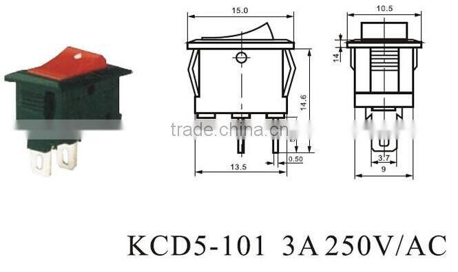 CNGAD 2pins 3A Illuminated mini boat switch (250V mini rocker switch,electrical rocker switch)(KCD5-101)
