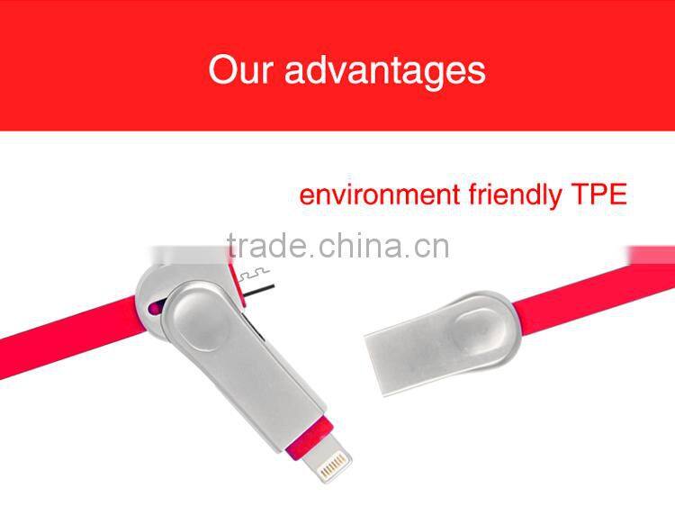 New!!! Micro USB Cable USB Data Cable USB Charger Cable for both of iphone and android two-in-one(CB03)