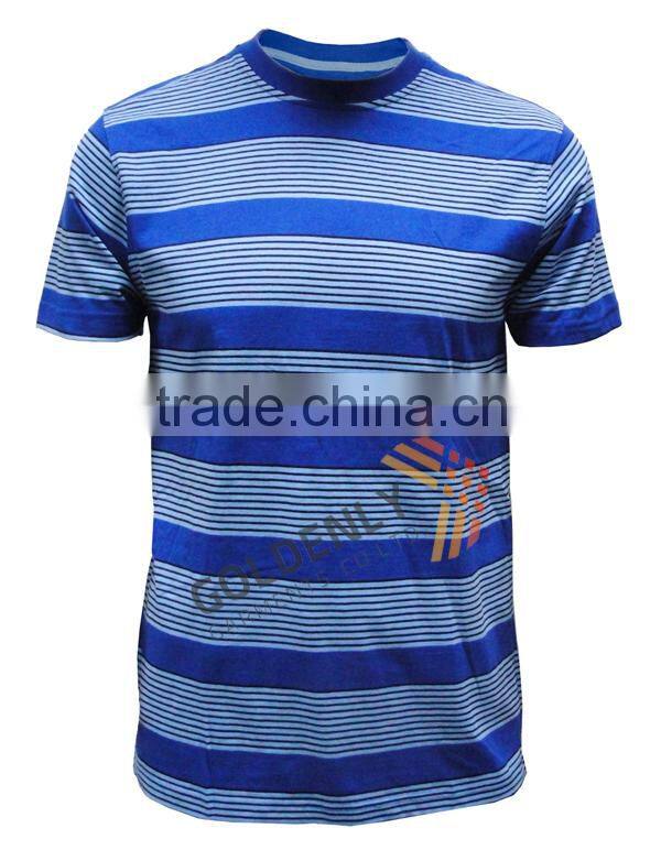 Men's round neck casual strips yarn dye T-shirt made in China