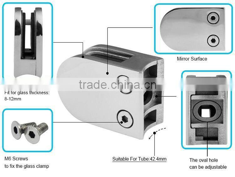 stainless steel indoor outdoor balcony railing holder glass clip