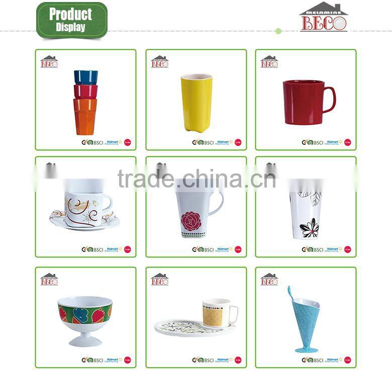 Good quality functional large capacity colorful melamine cool cup designs