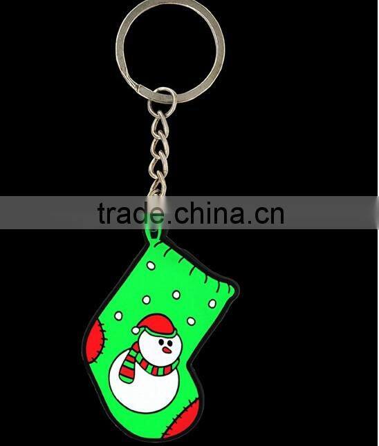 High quality Christmas 3d logo soft pvc keychain for promotion gift
