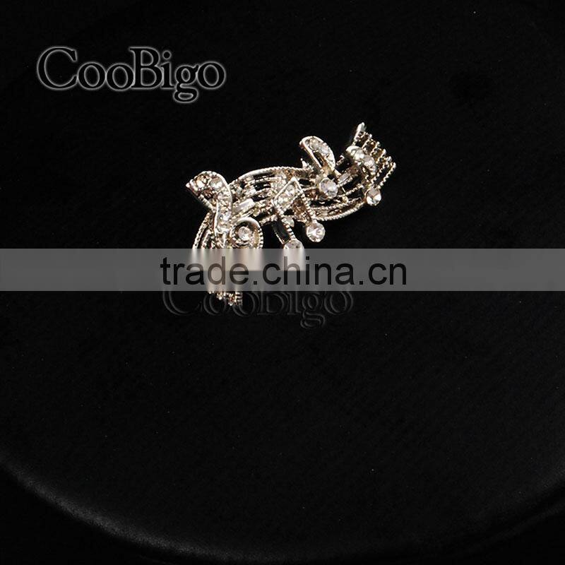 Fashion Jewelry Charming Rhinestone Musical Note Cuff-Link Silver Unisex Party Wedding Gift Promotion Apparel Accessories