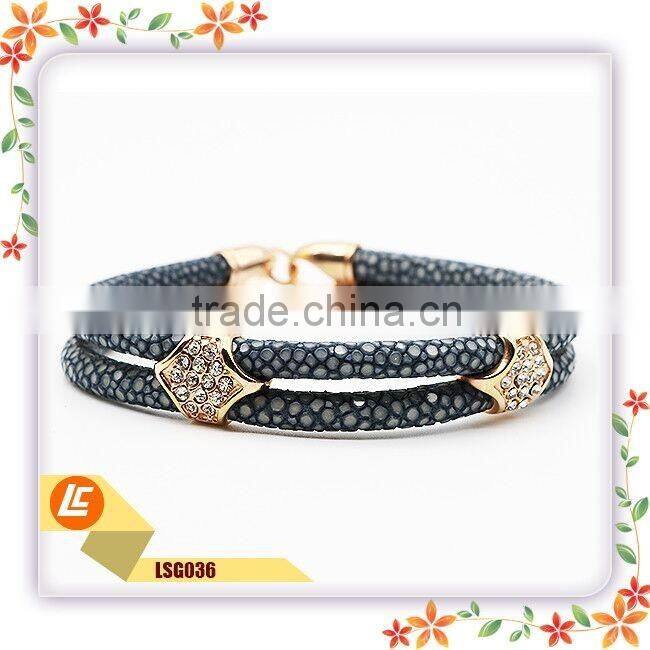 New fashion leather bracelet jewelry in real stingray fish leather for wholesale