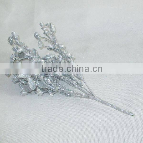 7 heads artificial glitter flower plant buy for Christmas decorations