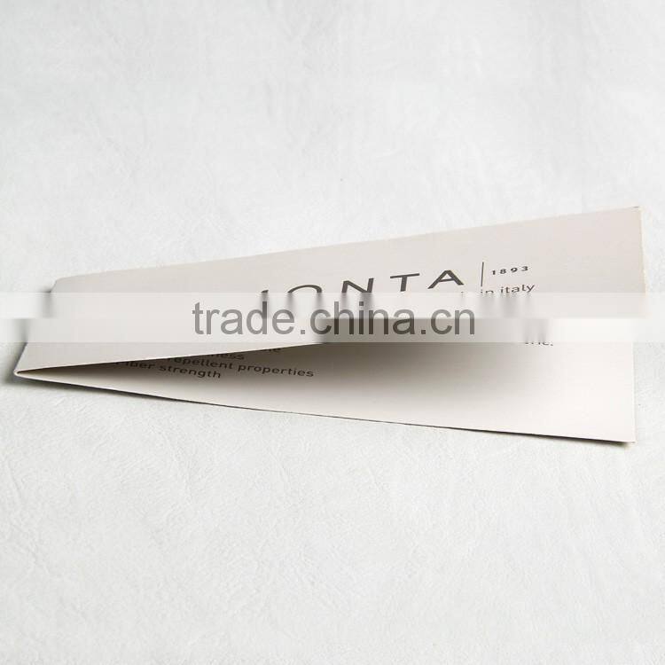 China Clothing Folded paper hang tag for men 's suit