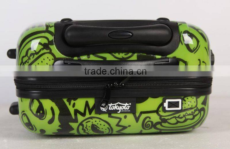 colorful printed trolley travel cabin abs suitcase
