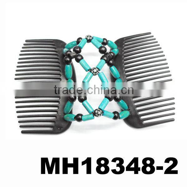wholesale hand made colorful wood beaded hair comb