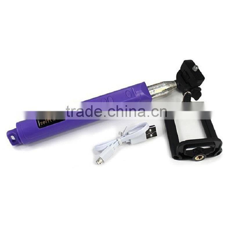 2015 New Promotion Handheld Wireless Bluetooth Shutter or Cable Selfie Stick Monopod Extendable For Phone