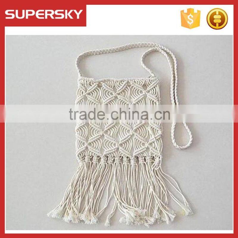 B903 Handmade crochet tassel white single shoulder lady bag bohemia beach retro tassel female bag