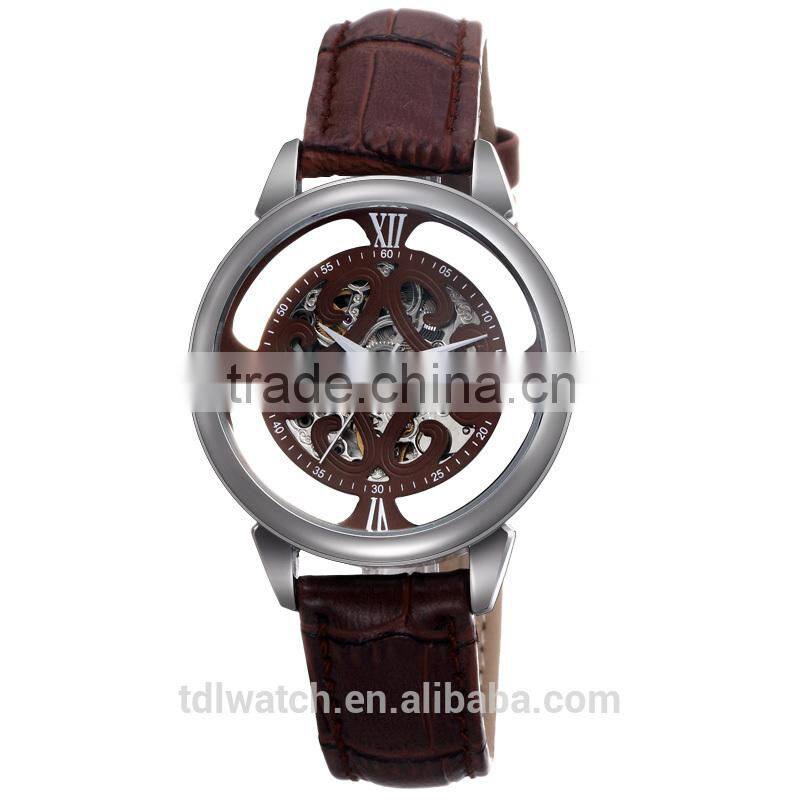 Genuine Leather Mechanical Skeleton Japan Movement Watch