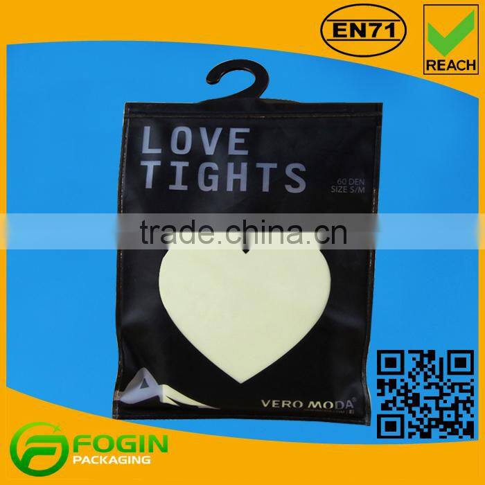 zipper pvc hook bag for underwear packaging