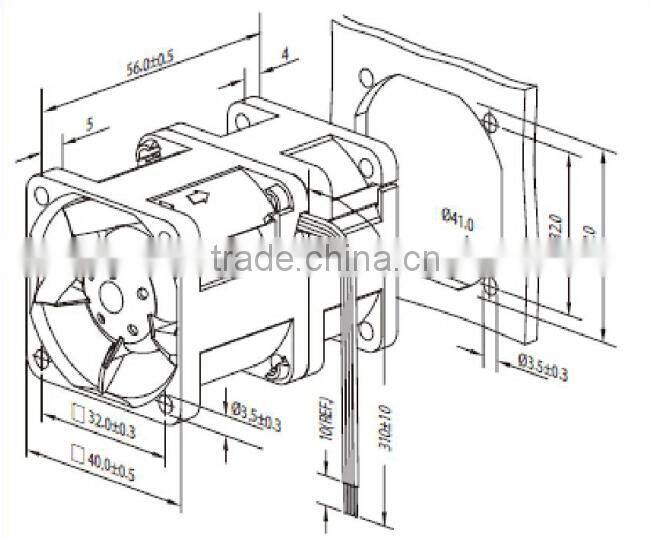 40mmx40mmx56mm Industrial Exhaust Fan 12V DC