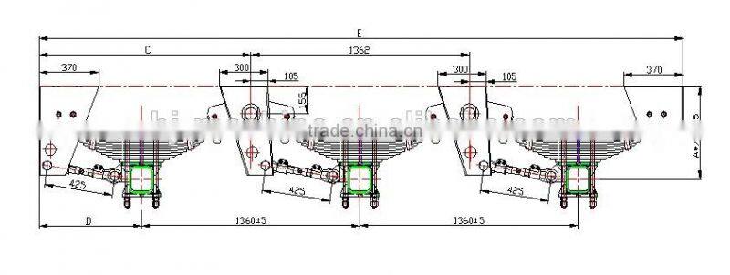 3 axles HJ mechanical trailer suspension