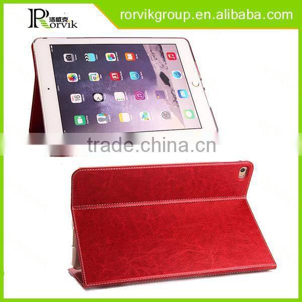 2015 Hot sale top grade crazy horse leather case cover for ipad 6