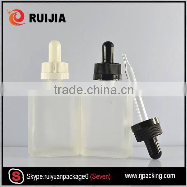 wholesales cosmetic use childproof cap clear colorful frosted rectanglar glass e-liquid bottle 30ml Free samples