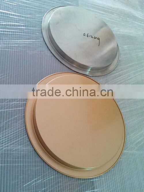 Round shape stainless steel tray, metal serving plates
