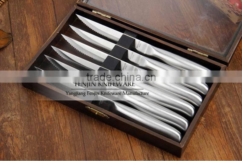6-pcs Stainless Steel Serrated Steak Knife with Wooden Box