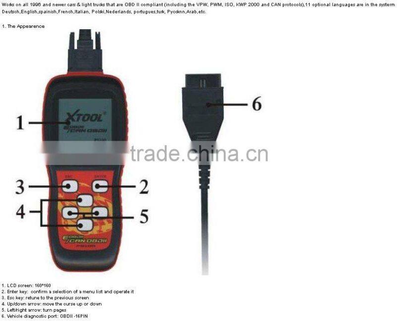 PS100 OBD2 Engine Scanner Clear Touble Codes Reader Reset Check Engine Light