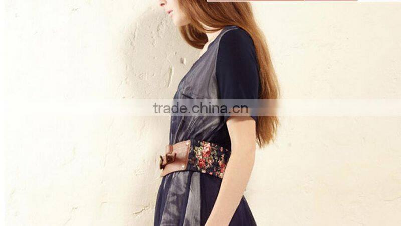 fashion new countryside floral ladies and women all-match casual wide wsaist belt with flexable needle buckle for dress and coat