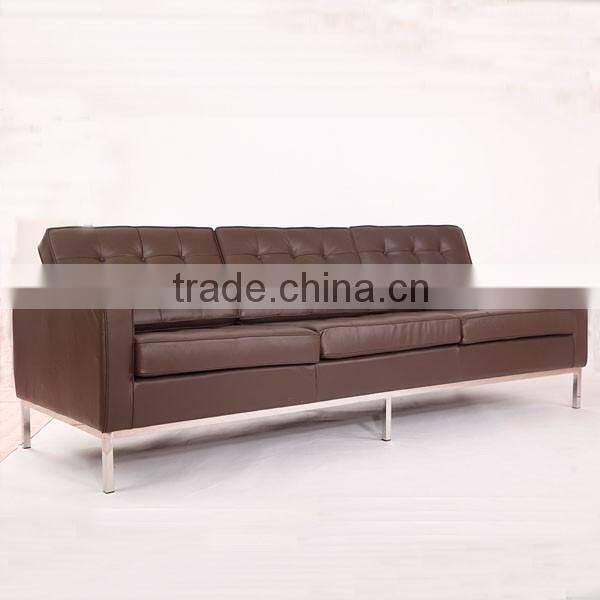 Furniture leather Florence Knoll three seater Sofa in office