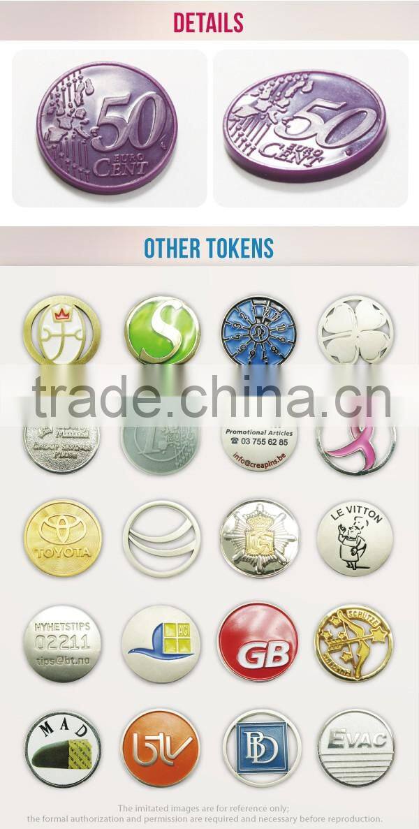 Customized euro coin size cheap shopping trolley plastic token