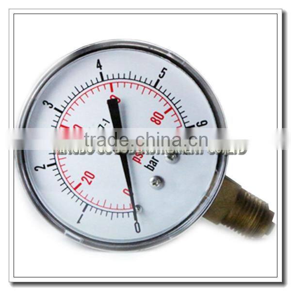 High quality 150mm balck steel pressure gauge 100 psi