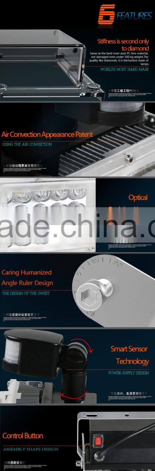 IP65 Outdoor Smart Light Infrared Microwave Sensor 30W 45W LED Spot Light Floodlight for Parking Lot Gate Garage Stair Lighting