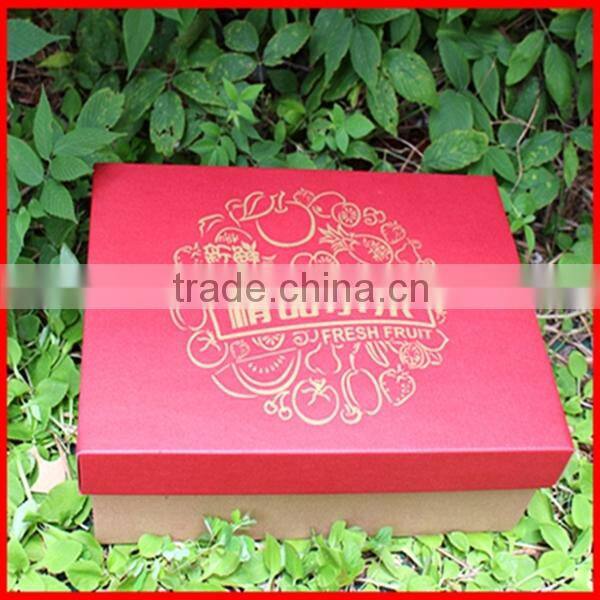 Accept Customized Craft Red Durable Kraft Paper Fruit Storage Box