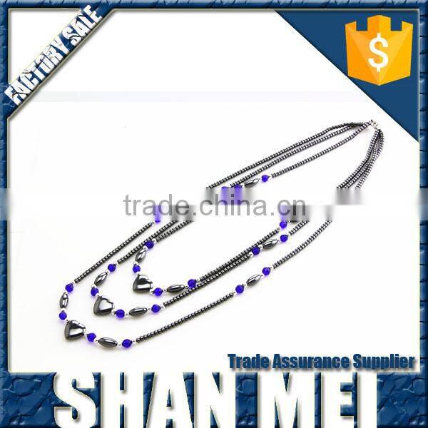 hot selling square ring hematite stone necklace