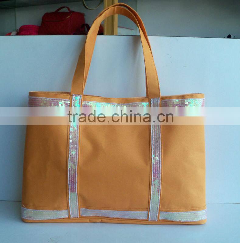 600D PVC polyester shiny sequin tote bag