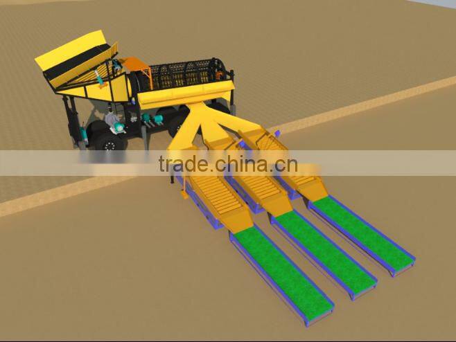 Mobile Gold trommel machine for panning
