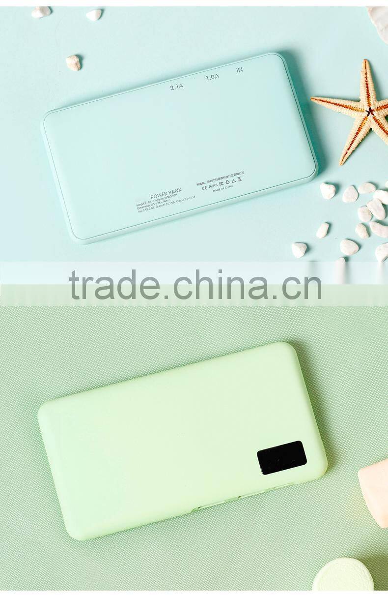 2015 High quality real capacity 10000mah slim power bank with LCD display function of travel tourism