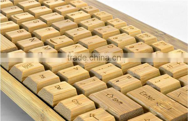 bamboo & wood mechanical usb wireless keyboard