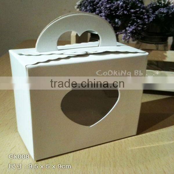 Hot Sale Take Away Paper Cake Box with Handle for Food Packaging