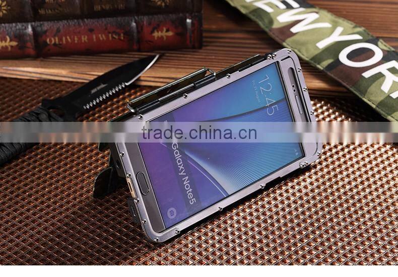 Stainless Steel Flip Smart Cover 360 Iron Man Metal Cover Case for Samsung Galaxy note 5 Camouflage Cool Style