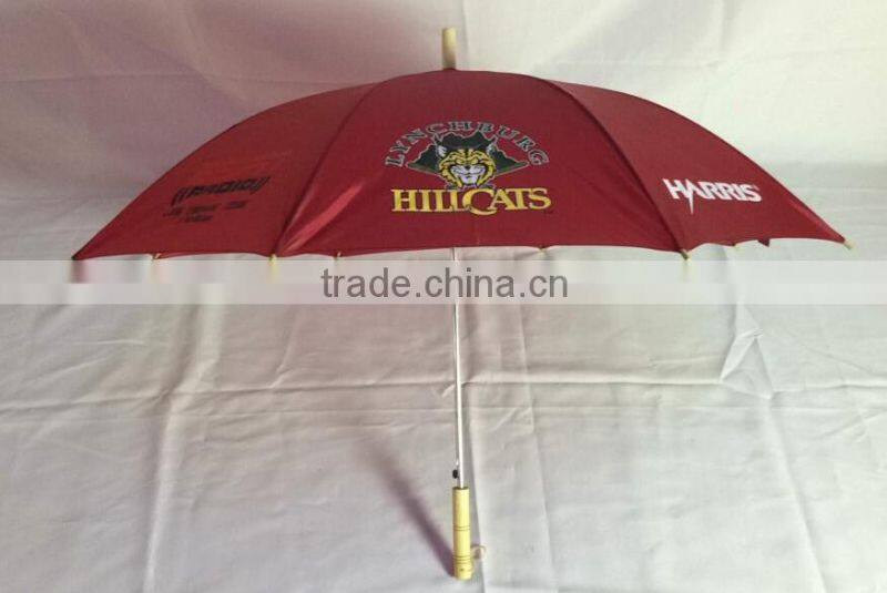 2016 year hot sale straight umbrella with wooden handle