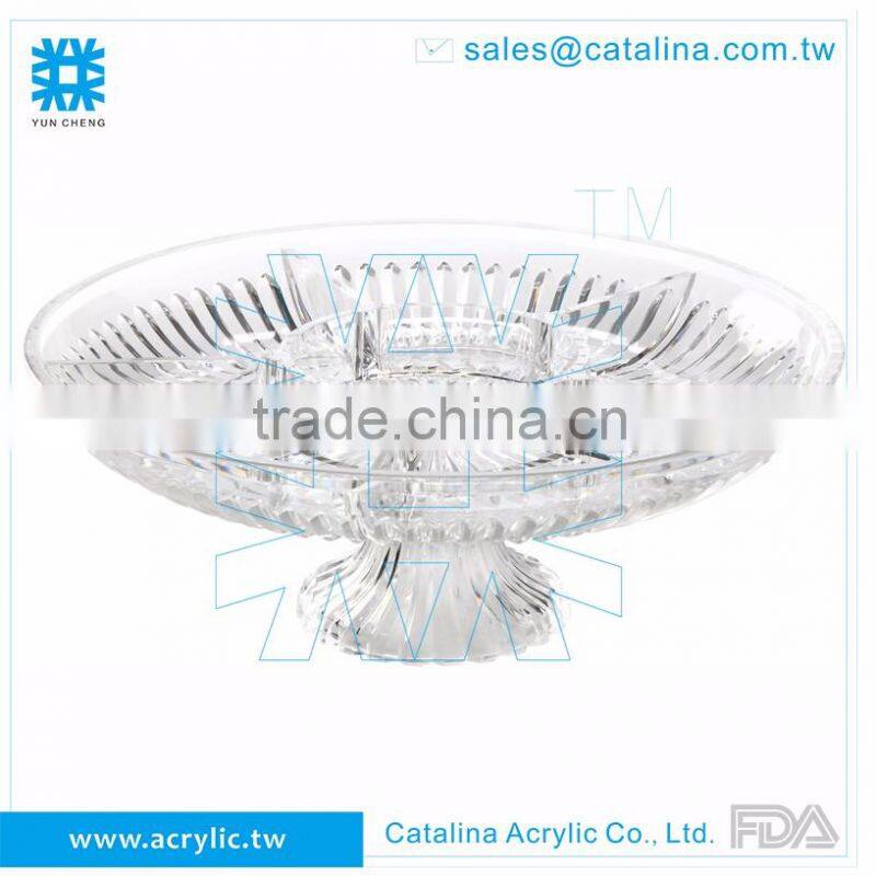 Luxury Acrylic Plastic Banquet wedding Cake dessert Fruit Tray with Lid