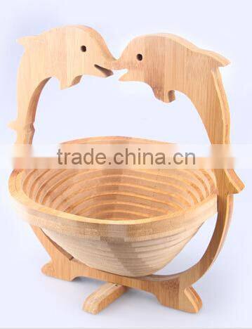 Woven Food Bread Storage Bamboo Wood Folding Fruit Picking Basket