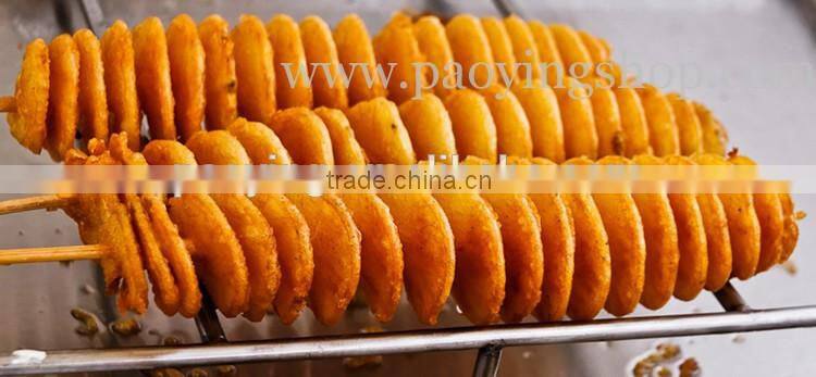 Stainless Steel 110v 220v Electric Automatic Twister Potato Cutter with 12L Deep Fryer and 1000pcs Bamboo Skewers