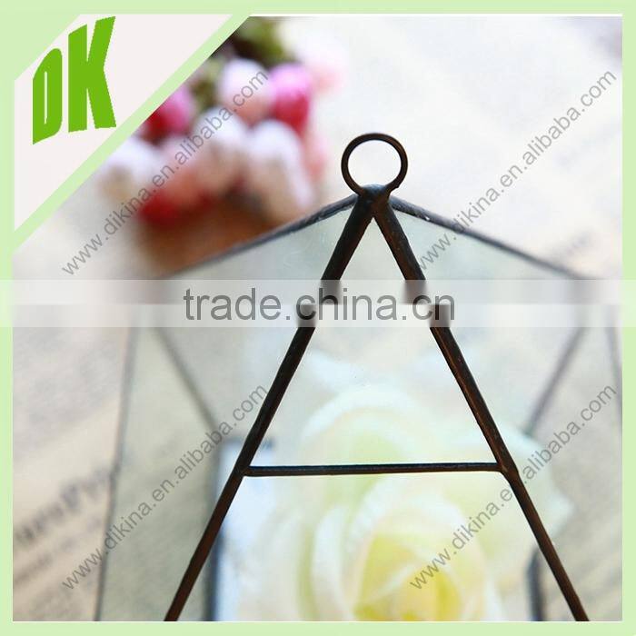 Black Metal and Glass Pyramid Shape Terrarium // Home & Garden decoration Gothic Style Small Indoor terrarium glass plant house