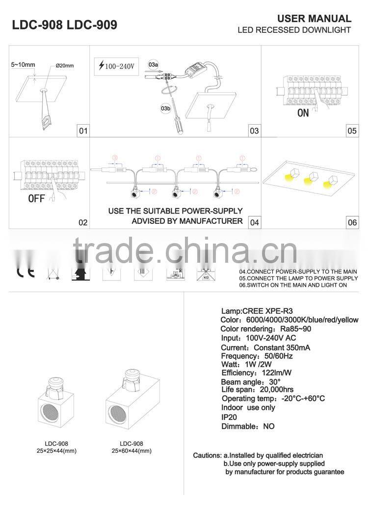 Mini led decorative light 30 beam angle led wall light